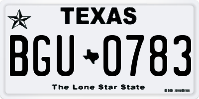 TX license plate BGU0783