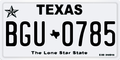 TX license plate BGU0785