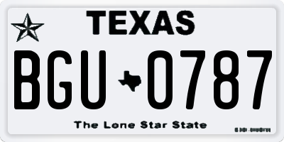 TX license plate BGU0787