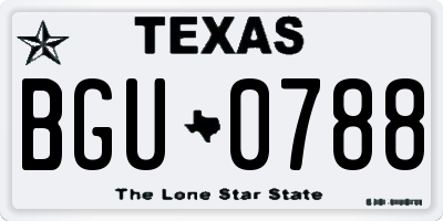 TX license plate BGU0788
