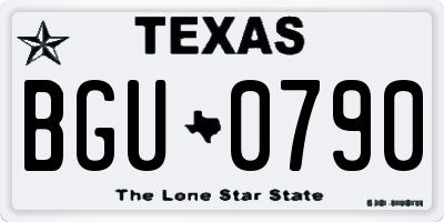 TX license plate BGU0790