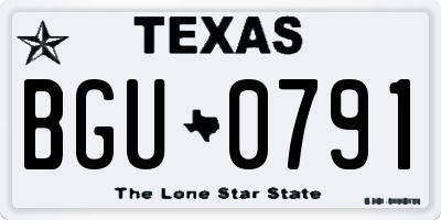 TX license plate BGU0791