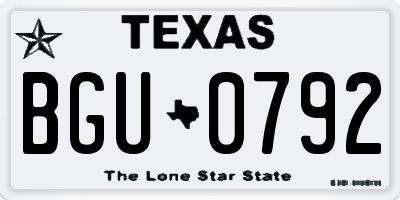 TX license plate BGU0792