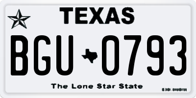 TX license plate BGU0793