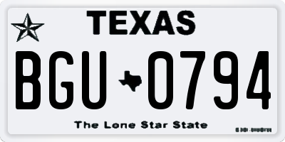 TX license plate BGU0794