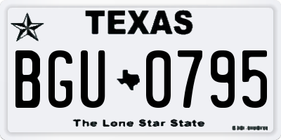 TX license plate BGU0795