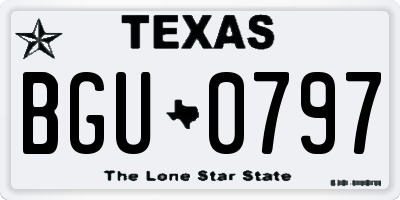 TX license plate BGU0797