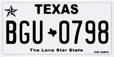 TX license plate BGU0798