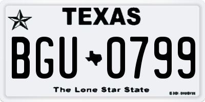 TX license plate BGU0799