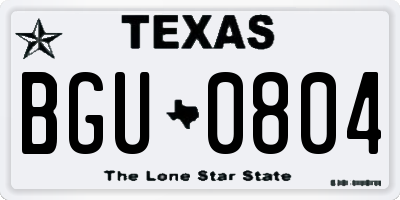 TX license plate BGU0804