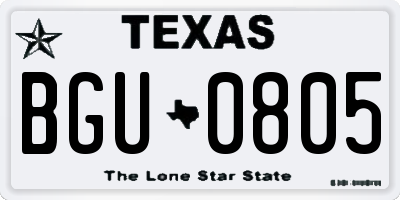 TX license plate BGU0805