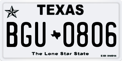 TX license plate BGU0806