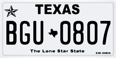 TX license plate BGU0807