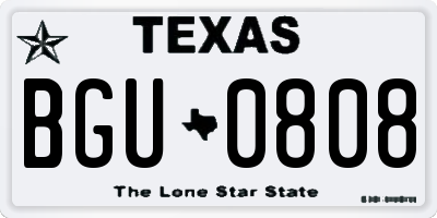 TX license plate BGU0808