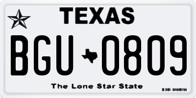 TX license plate BGU0809