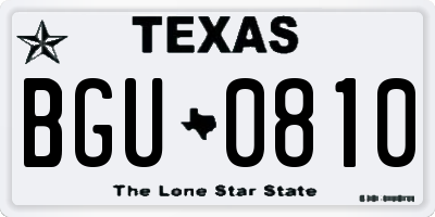 TX license plate BGU0810