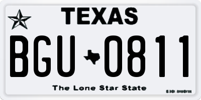 TX license plate BGU0811