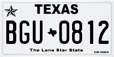 TX license plate BGU0812