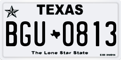 TX license plate BGU0813