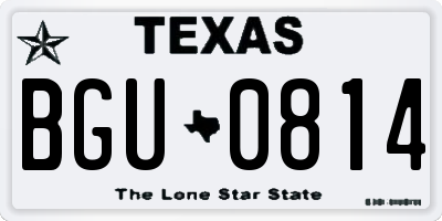 TX license plate BGU0814