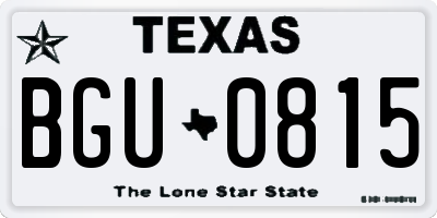 TX license plate BGU0815