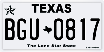 TX license plate BGU0817