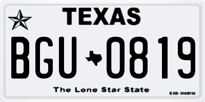 TX license plate BGU0819