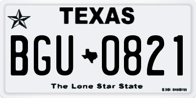 TX license plate BGU0821