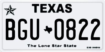 TX license plate BGU0822