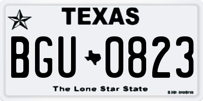 TX license plate BGU0823