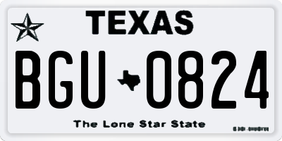 TX license plate BGU0824