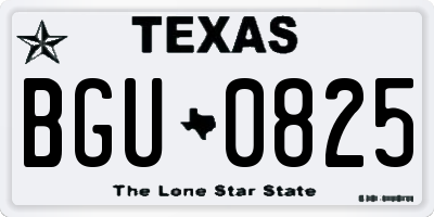 TX license plate BGU0825