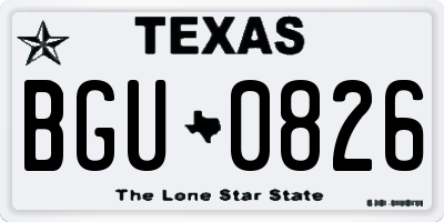 TX license plate BGU0826