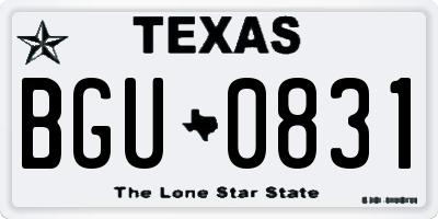 TX license plate BGU0831