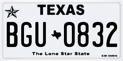 TX license plate BGU0832