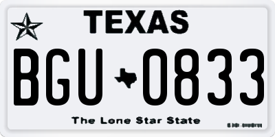 TX license plate BGU0833