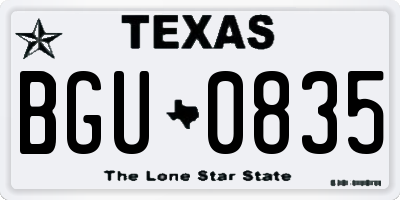 TX license plate BGU0835