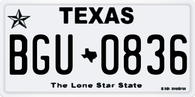TX license plate BGU0836