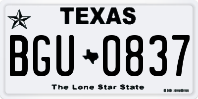 TX license plate BGU0837