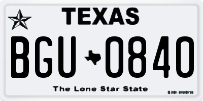 TX license plate BGU0840