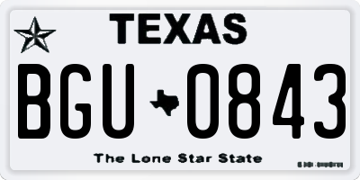 TX license plate BGU0843