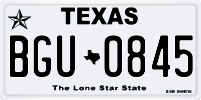 TX license plate BGU0845