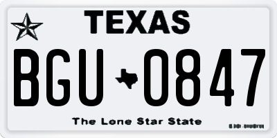 TX license plate BGU0847