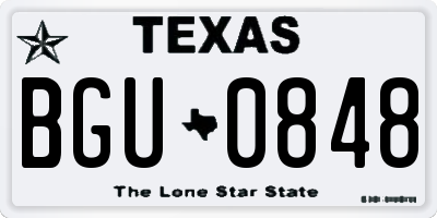 TX license plate BGU0848