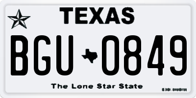TX license plate BGU0849