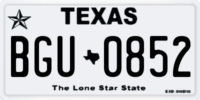 TX license plate BGU0852