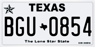 TX license plate BGU0854