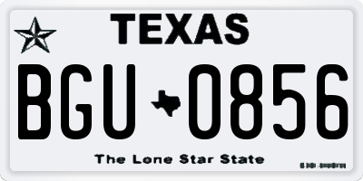 TX license plate BGU0856