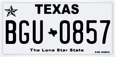 TX license plate BGU0857