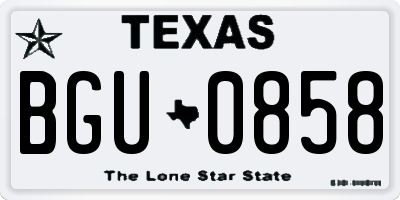 TX license plate BGU0858